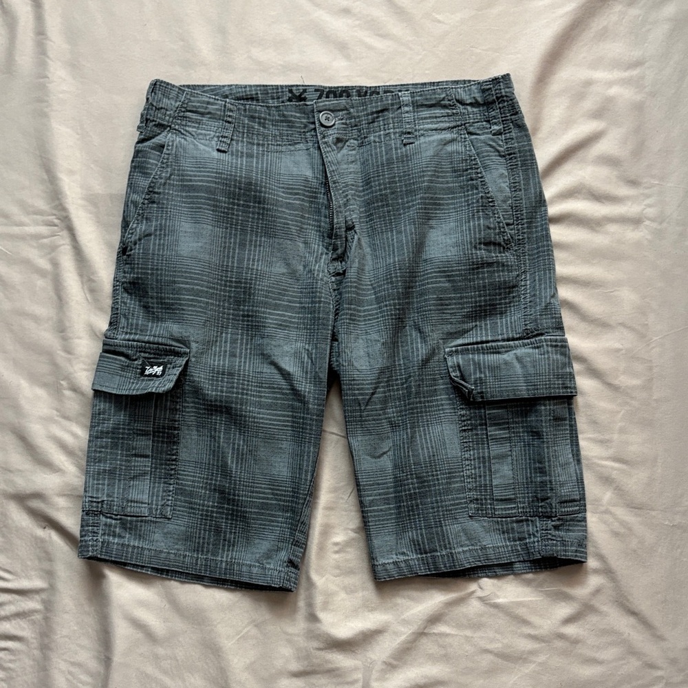 Y2K Zoo York Gray Plaid Cargo‎ Shorts Men’s 32